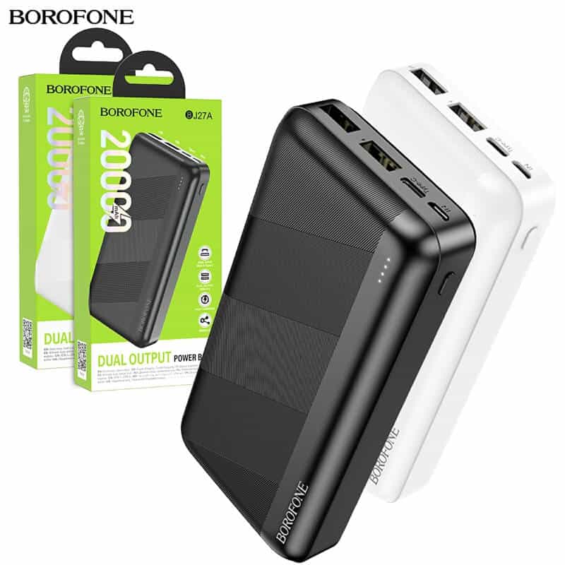 BOROFONE (BJ27A) 20000mAh Charging 4 Ports (2 USB + 1 Type +1 Micro USB) Portable Power Bank BOROFONE (BJ27A) 20000mAh Charging 4 Ports (2 USB + 1 Type +1 Micro USB) Portable Power Bank
